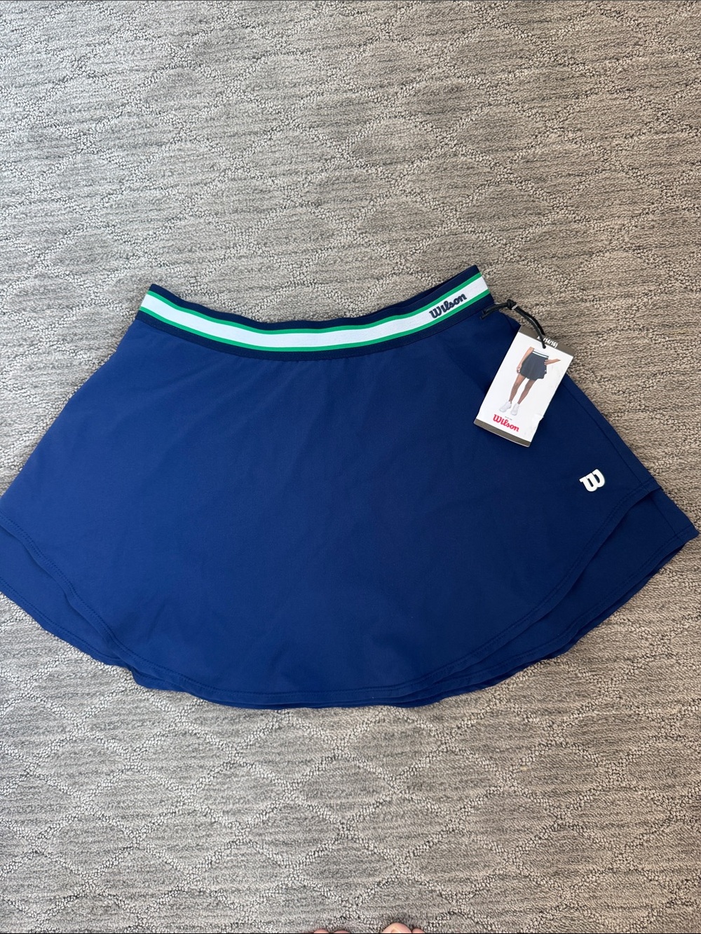 Wilson Blue Athletic Skirt with Green and White Striped Waistband